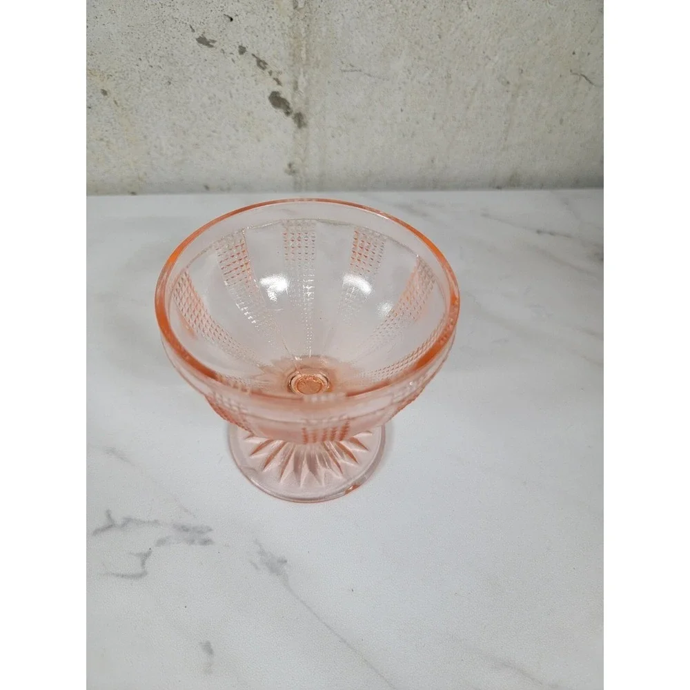 Vintage Hazel Atlas‎ Pink Depression Glass Low Sherbet Colonial Basket stem